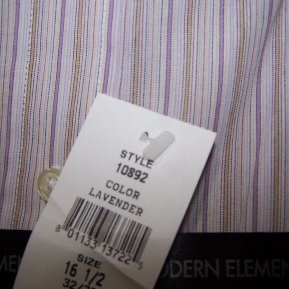 Modern Elements Men Stylish L-Sleeve Stripe Dress Shirt 16.5x32/33 Point Collar - Picture 4 of 6